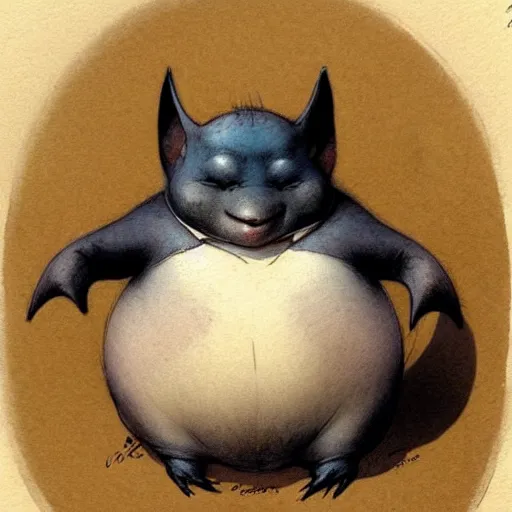 Image similar to ( ( ( ( ( obese rotund cartoon bat. muted colors. ) ) ) ) ) by jean - baptiste monge!!!!!!!!!!!!!!!!!!!!!!!!!!!