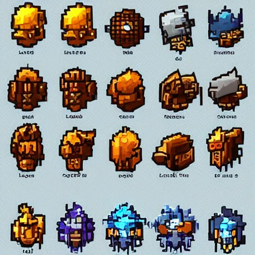 Prompt: Sprite sheet of RPG skill icons, World of Warcraft, League of Legends, DOTA 2