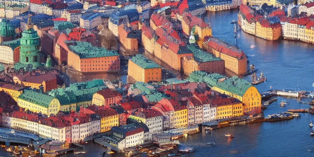 Prompt: isometric view of Gamla Stan, Sweden