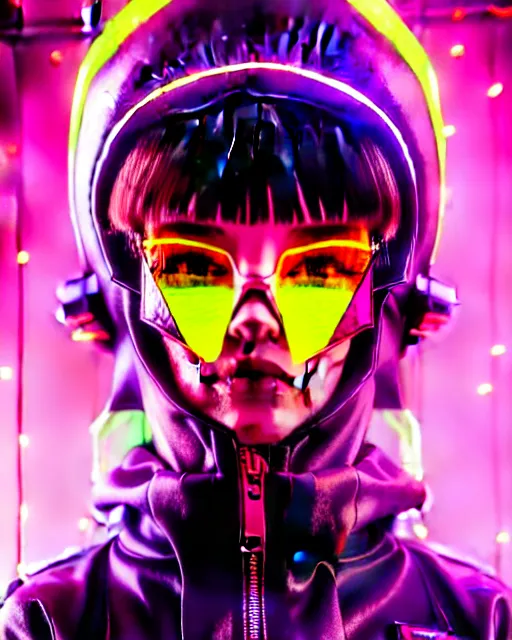 Image similar to detailed portrait neon operator girl, cyberpunk futuristic, neon, reflective puffy coat, decorated with traditional japanese by ismail inceoglu dragan bibin hans thoma greg rutkowski alexandros pyromallis nekro rene margitte, illustrated, perfect face, fine details, realistic shaded, fine - face, pretty face