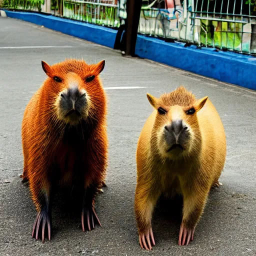 Prompt: 4 capybara superheroes