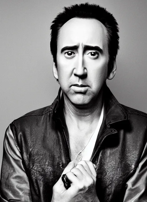 Image similar to portrait of beautiful nic cage at 3 0 by mario testino, headshot, detailed, award winning, sony a 7 r