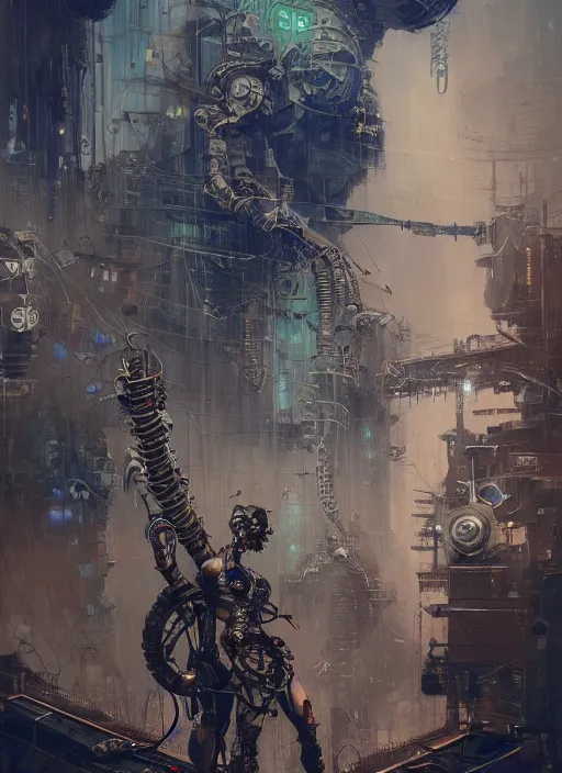 Prompt: futuristic art deco male cyberpunk hi - tech, grime grungy rustic steampunk, character portrait, realistic, wide angle, intricate details, wires, machines, skulls,, highly detailed by peter mohrbacher, hajime sorayama, wayne barlowe, boris vallejo, aaron horkey, gaston bussiere, craig mullins