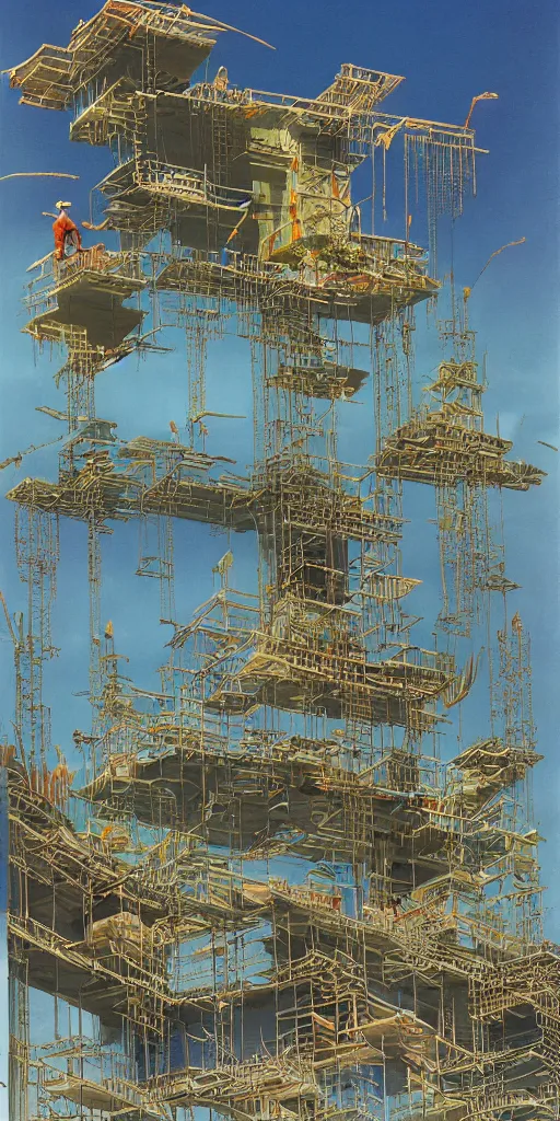 Prompt: a construction site by roger dean