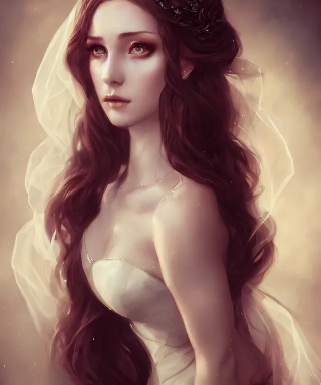 Prompt: bride by charlie bowater and titian and artgerm, full - body portrait, intricate, face, elegant, beautiful, highly detailed, dramatic lighting, sharp focus, trending on artstation, artstationhd, artstationhq, unreal engine, 4 k, 8 k
