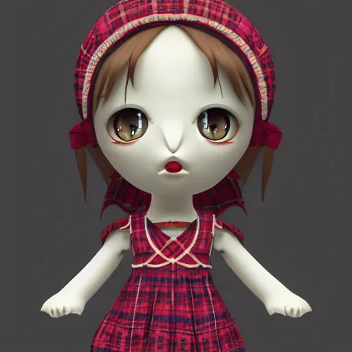 Image similar to cute fumo plush of a girl in a celtic pattern dress, vray, symmetry