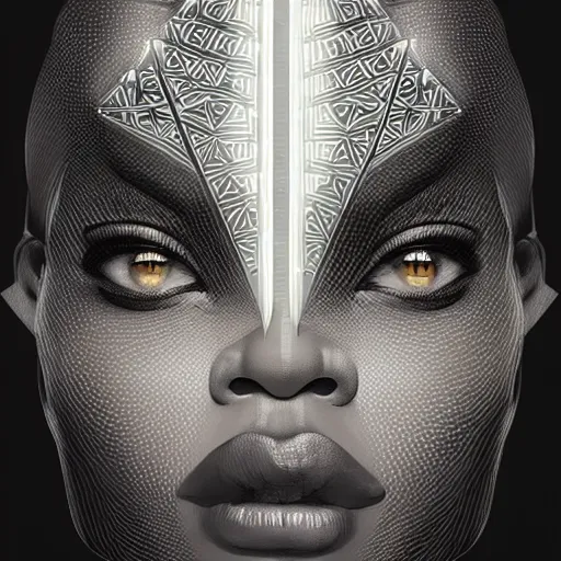 Image similar to symmetry!! solid cube of light, hard edges, product render retro - futuristic poster scifi, black face characters, intricate, elegant, highly detailed, digital painting, artstation, concept art, smooth, sharp focus, illustration, dreamlike, art by artgerm