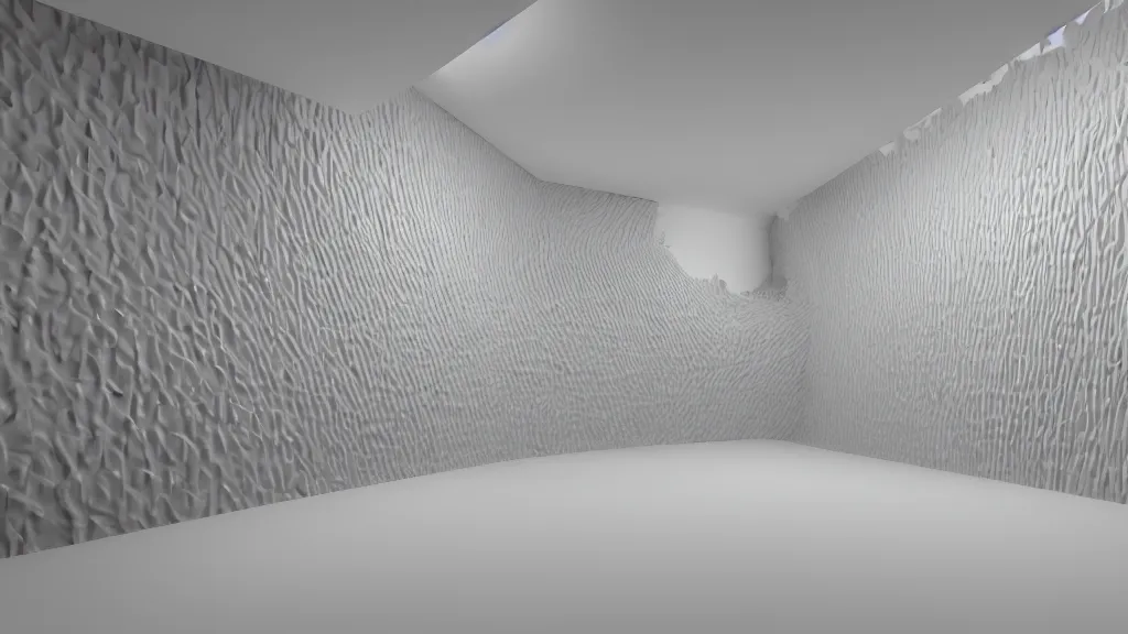 Image similar to 3 d rendering of a wall in a hyper modern art gallery with white walls, hyper detailed, soft light, unreal engine 5, 4 k, trending on artstation