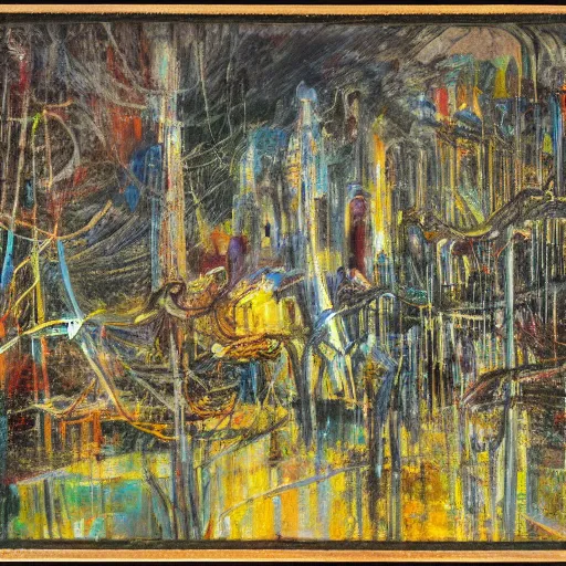 Image similar to mystic winter landscape, cyberpunk affandi