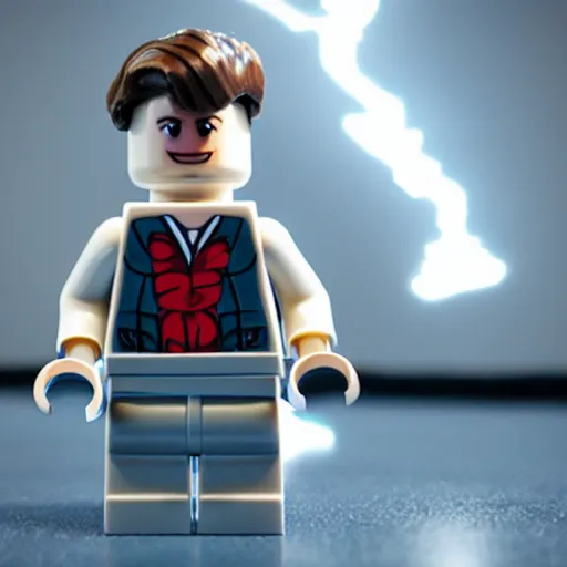 Image similar to Elon Musk as a lego character, photorealism, Volumetric lightening