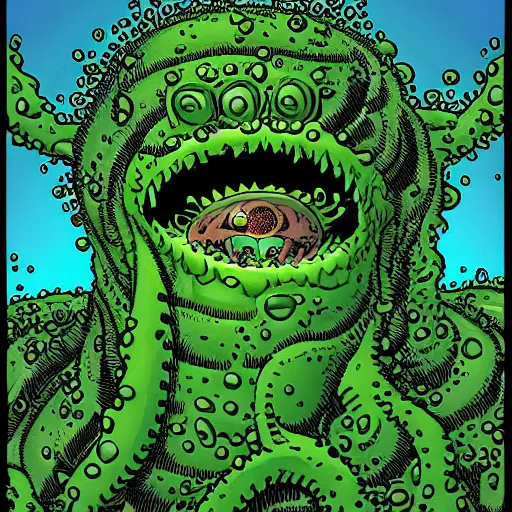 Image similar to vector art of a shoggoth by brian bolland