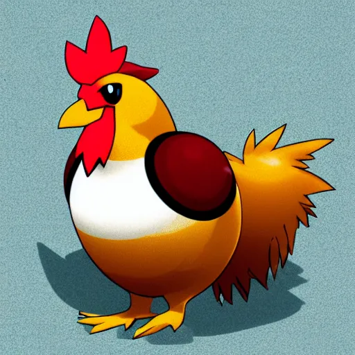 Image similar to A pokemon that is half rooster, half coconut.