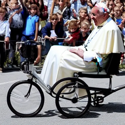 Image similar to the pope riding a childs tricycle