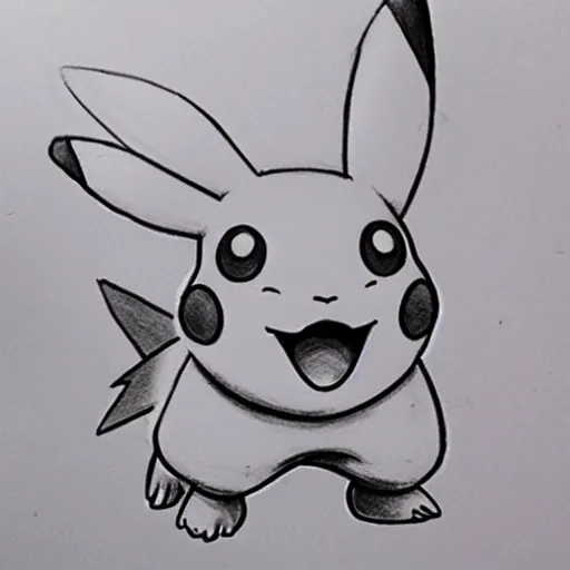 Image similar to how to draw pikachu step by step instructions, pencil sketch