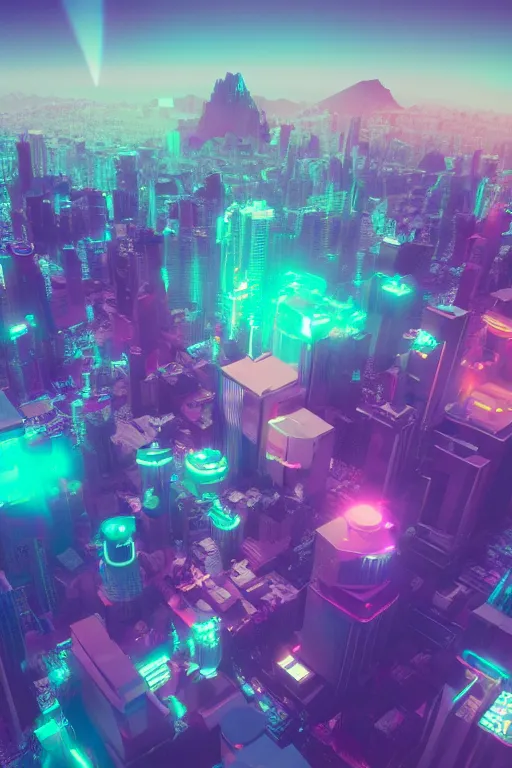 Image similar to volumetric photo of all the people of Planet earth, unreal engine, retrowave color palette, 3d render, lowpoly, colorful, digital art