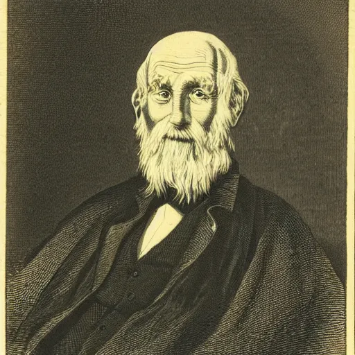 Prompt: an old man, engraving, 19 century
