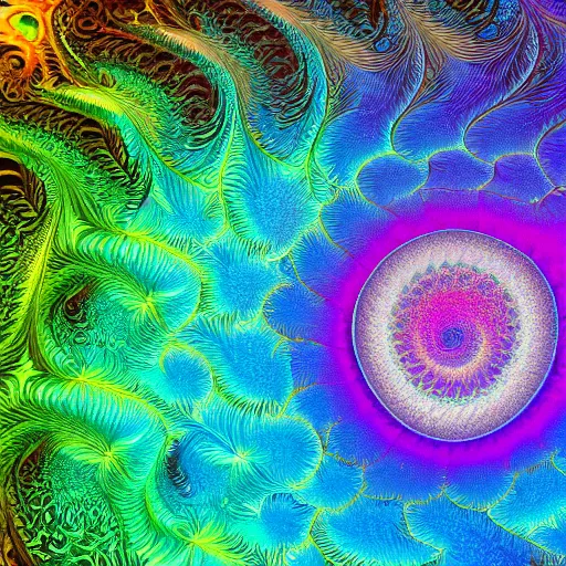Prompt: ocean of fractals vibrant detailed turbulent
