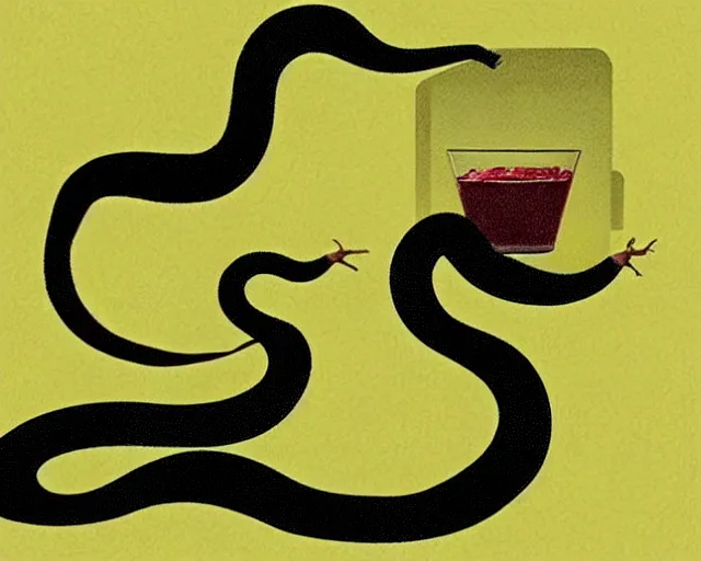 Image similar to hypothetical'sip tech'logo for a snake based computer drink, high concept, ridiculous, art by computer and frank frazetta, theme song by frank zappa and rene magritte