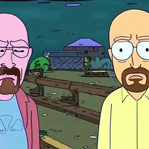 Prompt: Walter White and Jesse Pinkman in Rick and Morty (1999)