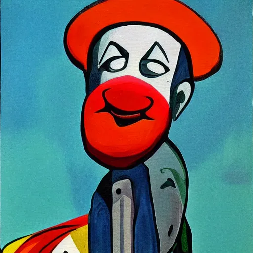 Prompt: clown, communist, soviet propaganda painting