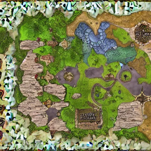 Prompt: D&D battlemap of small town, medieval dnd, colorfull digital fantasy art, 4k