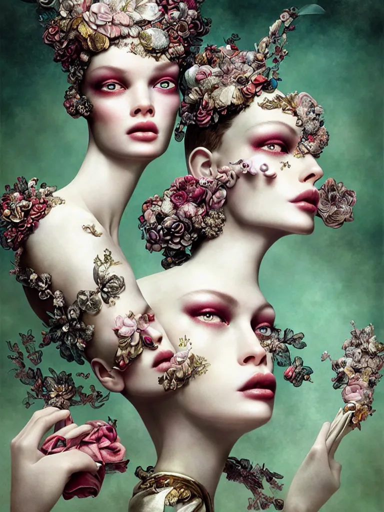 Prompt: portrait fragrance advertising campaign by ray caesar, highly detailed, intricate, very beautiful