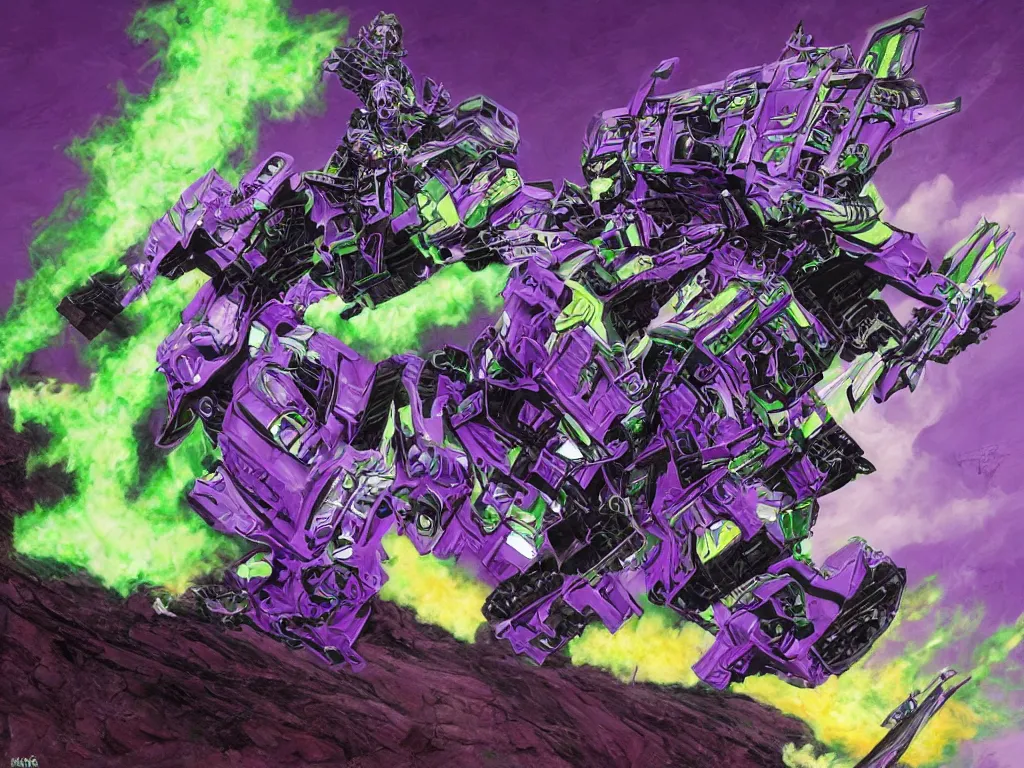 Image similar to portrait of cowboy johnny cash as purple green optimus prime from transformers riding on guitar zord ufo hoverboard, intricate, highly detailed, smooth, artstation, digital illustration by Lisa Frank and Ruan Jia and Mandy Jurgens and Artgerm and Wayne Barlowe and Greg Rutkowski and Zdislav Beksinski