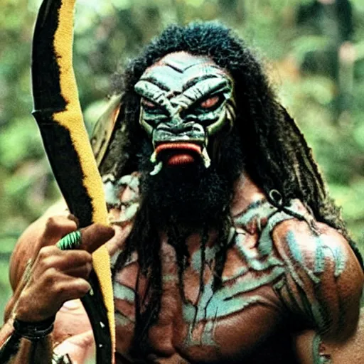 Prompt: randy savage as the predator alien