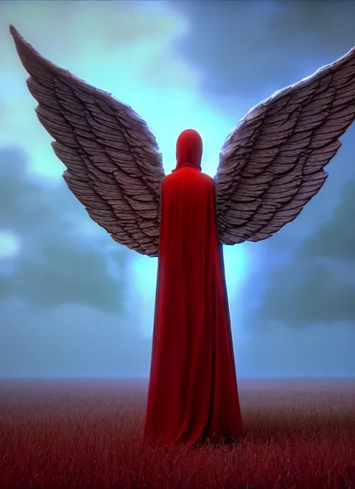 Image similar to beautiful angel with fully spread wings floating in the air!!, highly intricate wings!, cinematic lighting, art by zdislav beksinski, rendered in unreal 5,