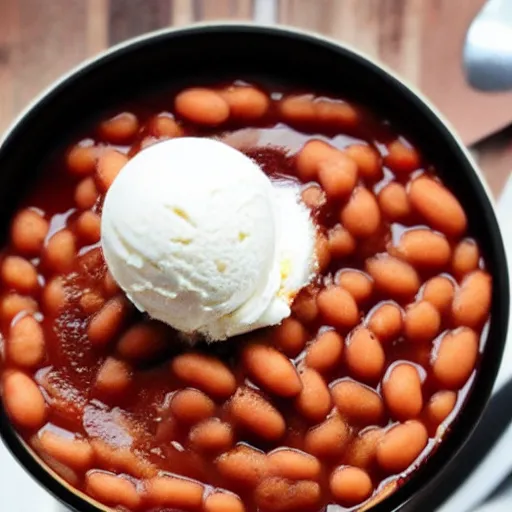 Prompt: baked bean ice cream