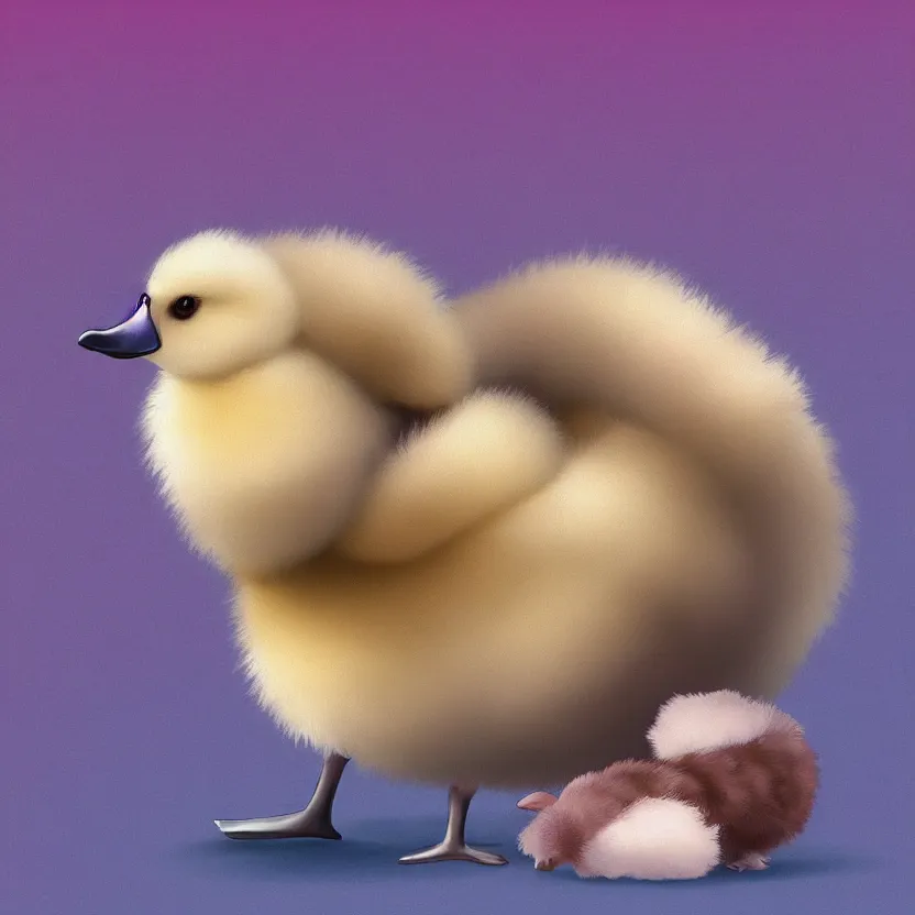 Prompt: Mr fluffffffffffffff, it's a fluffy duckling super cute and adorable, anime art with gradient shading, 4k