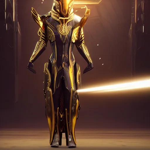 Image similar to cinematic, hyperdetailed elegant beautiful stunning futuristic and enigmatic oracle in jedi clothes gold armored regal gold sunray shaped crown, warframe, destiny, octane, unreal engine 5, fortnie