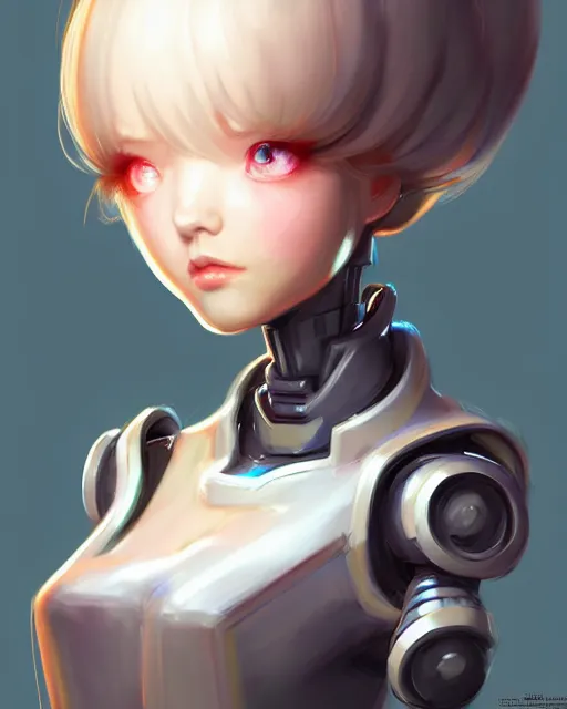 Image similar to character concept art of a robot maid | | cute - fine - face, pretty face, realistic shaded perfect face, fine details by stanley artgerm lau, wlop, rossdraws, james jean, andrei riabovitchev, marc simonetti, and sakimichan, trending on artstation