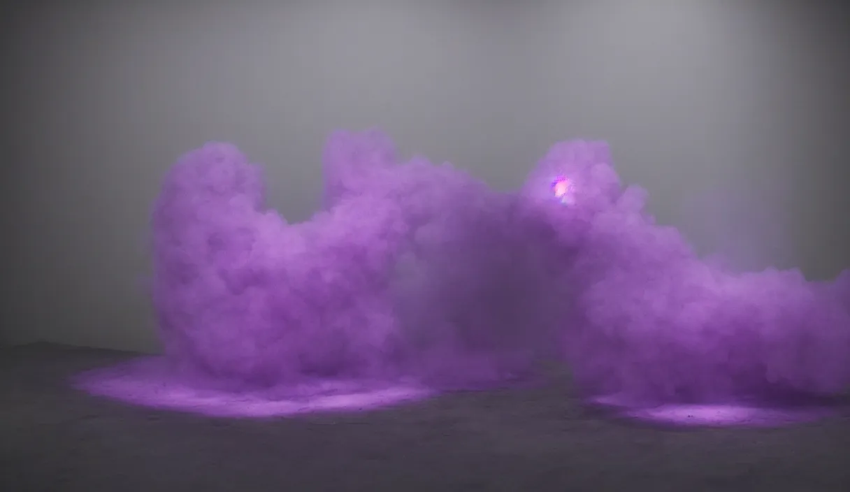 Image similar to artwork by pierre huyghe and paul thek with wax melting, purple smoke, sigma, 8 k, 3 5 mm, f / 3 2