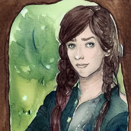 Image similar to a beautiful and very detailed character concept watercolour portrait of sanna!!!!! marin!!!!!, the young female prime minister of finland as a druidic wizard