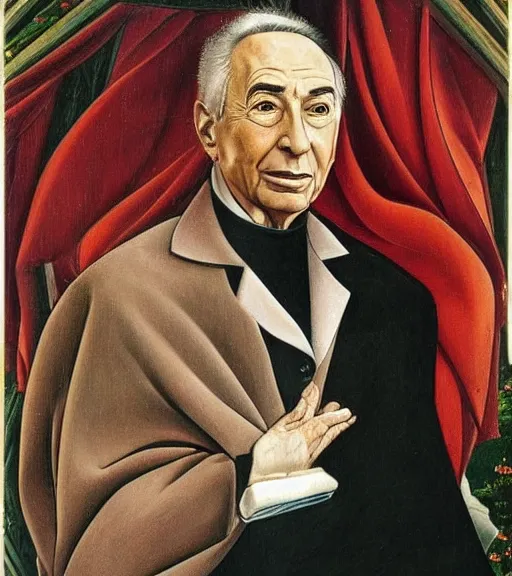 Image similar to a portrait of shimon peres, by botticelli
