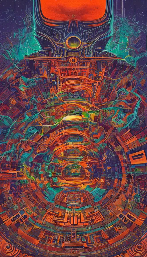 Image similar to The oracle of the mayan elders, italian futurism, Dan Mumford