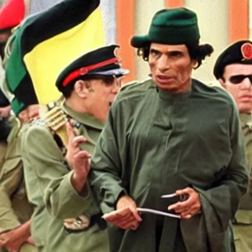 Image similar to A still of Muammar Gaddafi in Seinfield