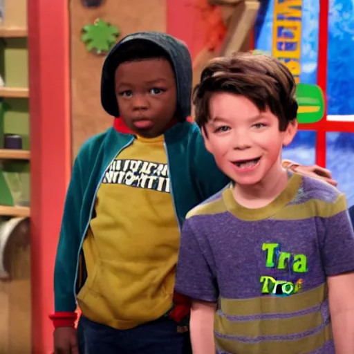 Image similar to donald trumo as a child in Icarly episode 4k