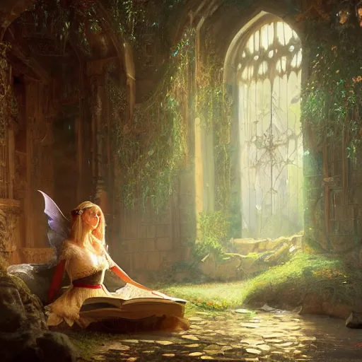 Prompt: an oil painting of a portrait of a gorgeous medieval european elf princess, fairy tale, dreamy light, by wlop, greg rutkowski, thomas kinkade, super detailed, 3 d, hdr on, 4 k wallpaper