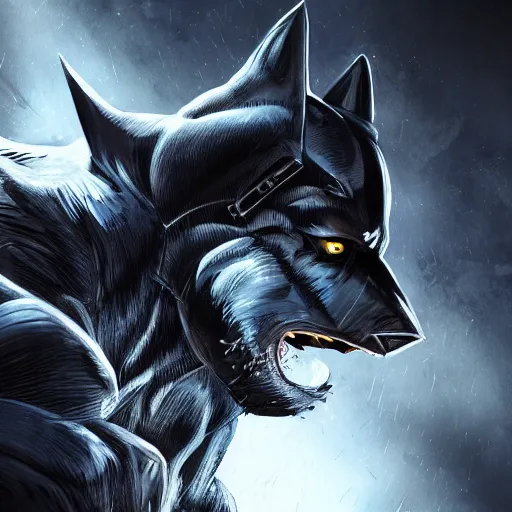 wolf as Batman, artstation, hyperdetailed,8K,, Stable Diffusion