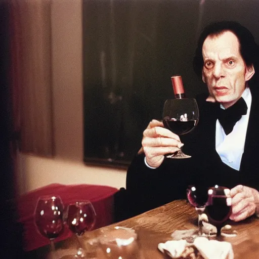 Prompt: dukat drinking wine, portrait by annie leibovitz,