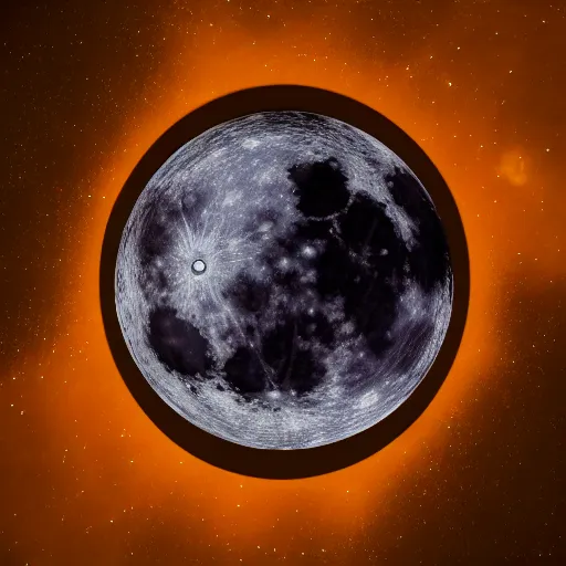 Prompt: a full moon with a triangle behind in the middle of the galaxy, hyperrealism, octane render, 4 k