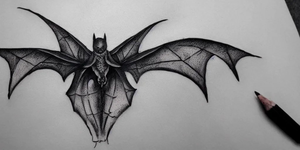 Image similar to realistic tattoo designs drawn on paper, dark, bats, cobweb moon, delicate, hyper realism, tim burton, ink, ultra realistic, 8 k