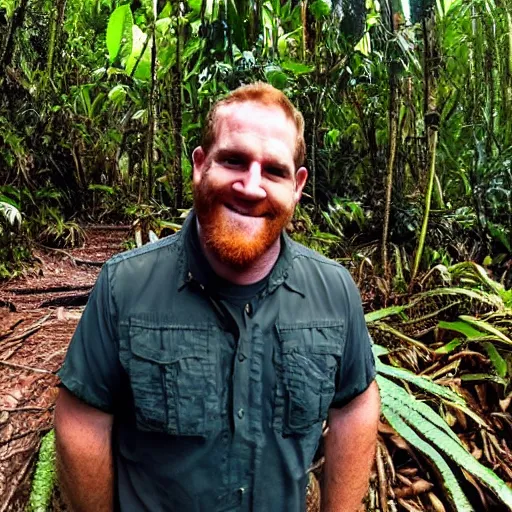 Image similar to josh gates exploring the amazon jungle, realistic, detailed