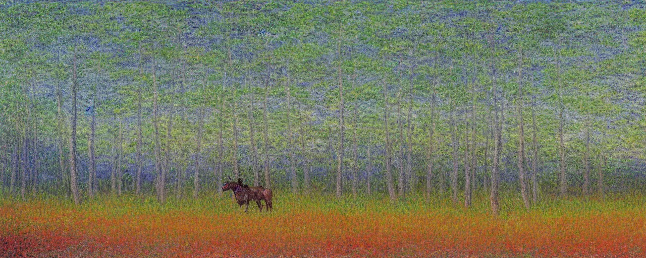 Image similar to widescreen wide angle, cowboy riding a horse in foreground silhouetted, cattle drive steering herd, landscape forested swamp under tree canopies at night, barely visible ambient blue moonlight, moon beams through tree canopy, detailed tree canopy, neon glowing firefly impressionist painting specs, bog wetlands fantasy art, cinematic hd, detailed claude monet impressionism highlights, paris texas wim wenders, louisiana, dark bo