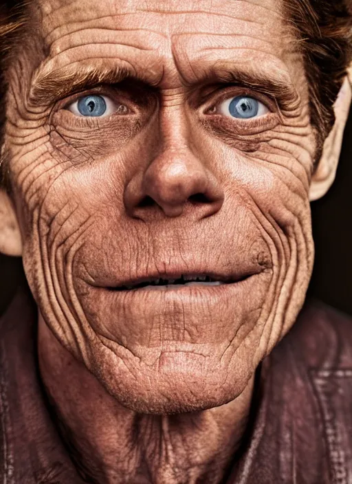 Image similar to photo of Willem Dafoe by Laura Zalenga, head shot, detailed, award winning, Sony a7R