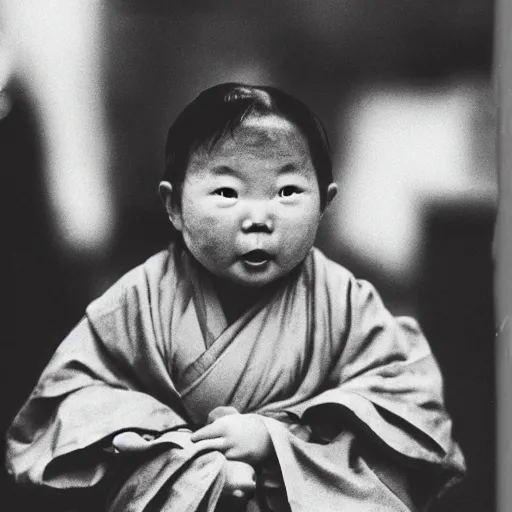 Image similar to chinese little emperor, black and white, crying