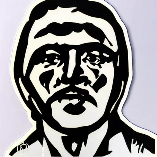 Image similar to vasily petrovych goloborodko, grisha. face. intricate sticker design by andy warhol