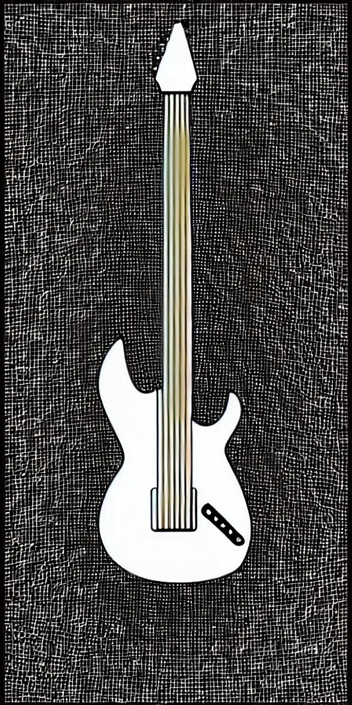 Prompt: doodle vector art of a white electric guitar against a fully black background, simple. A k_euler_ancestral